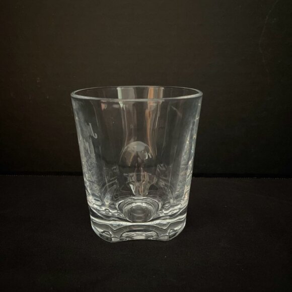 Jim Beam Low Ball Whiskey Glass Clear Etched Indented Sides 8 oz Barware - Picture 4 of 6